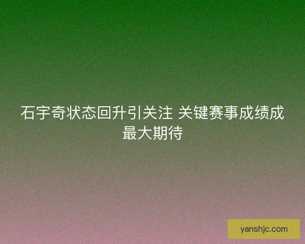 石宇奇状态回升引关注 关键赛事成绩成最大期待